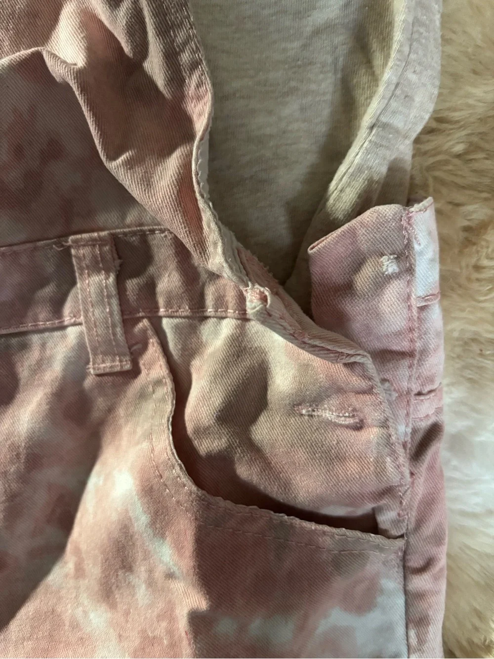 btween Pink Chenille Knit Top Sweater Tan T Shirt Tie-Dye Overalls Shorts Girls - Picture 4 of 9